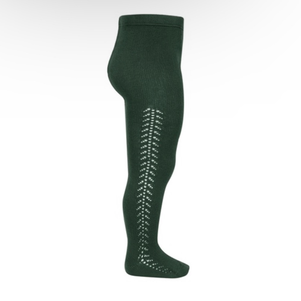 Condor sz 4 Bottle Green Side Crochet Tights